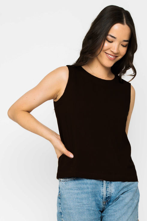 Keri-Sleeveless Woven Shell